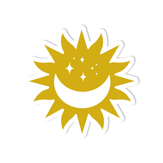 Boho Yellow Celestial Sun Weatherproof Sticker for Water Bottles, Bumpers, Laptops - StickerShuttle