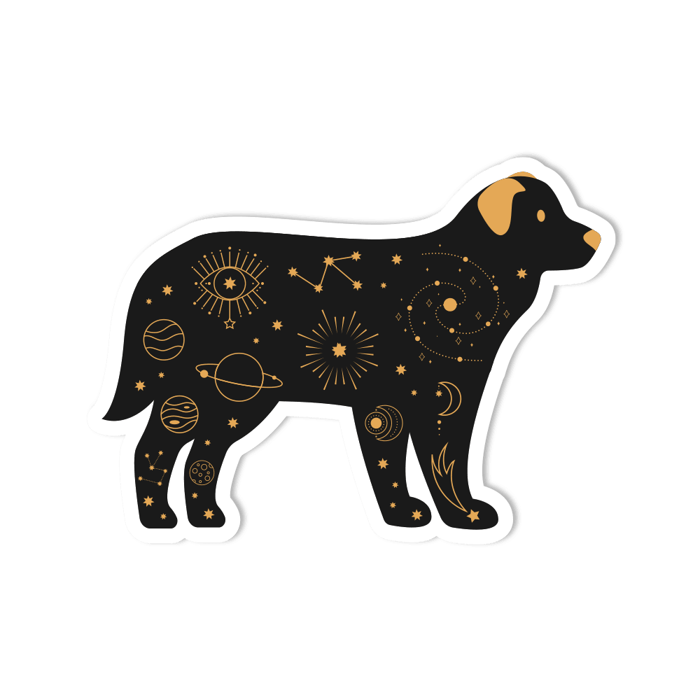 Celestial Dog Astrology Weatherproof Sticker for Water Bottles, Bumpers, Laptops - StickerShuttle