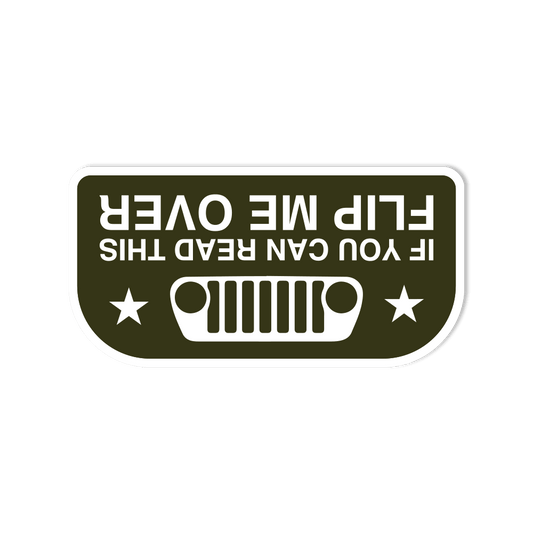 Waterproof Vinyl Sticker - "If You Can Read This, Flip Me Over" Jeep Wrangler Off-Road - StickerShuttle