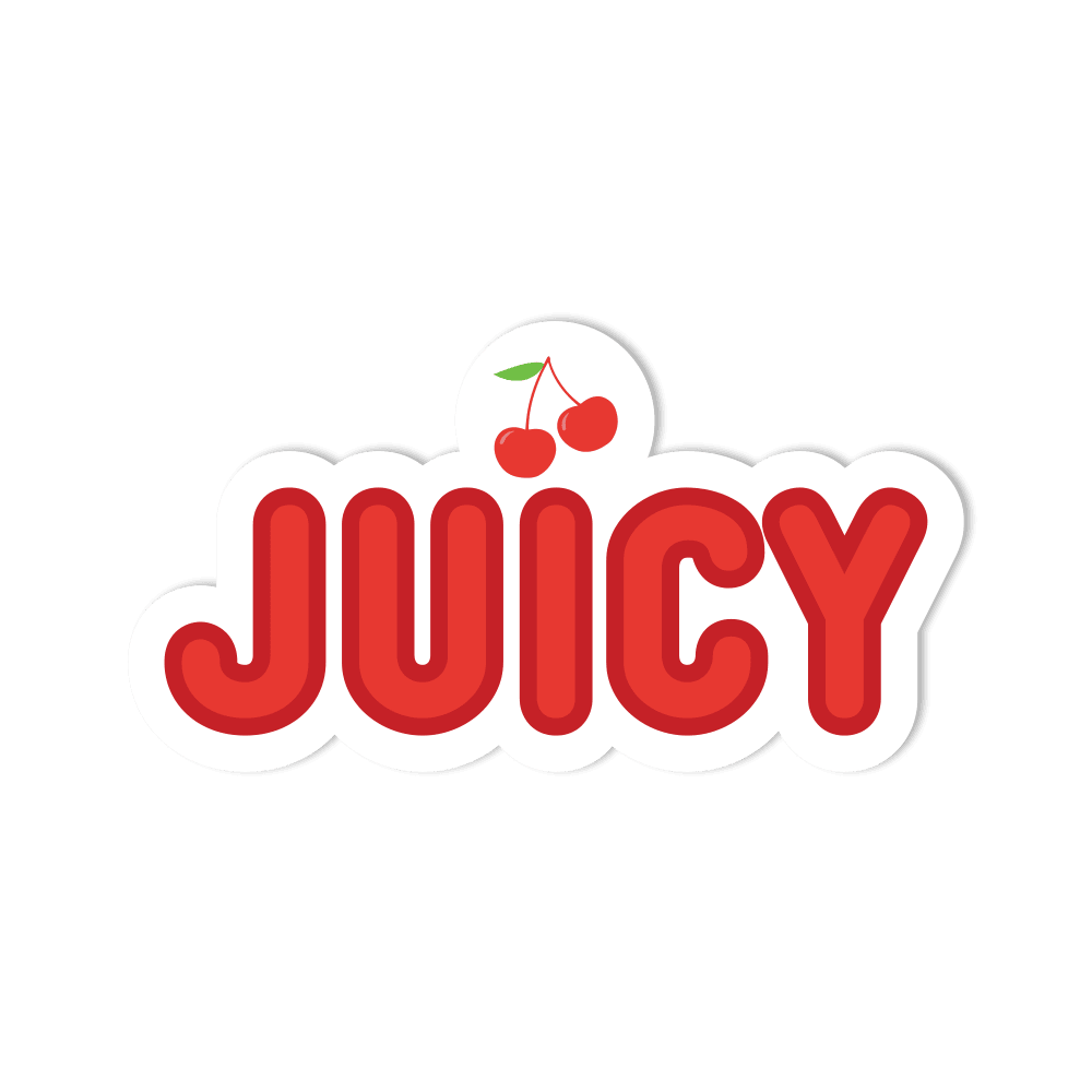 Waterproof Vinyl Sticker - "JUICY" Fruit Cherry - StickerShuttle