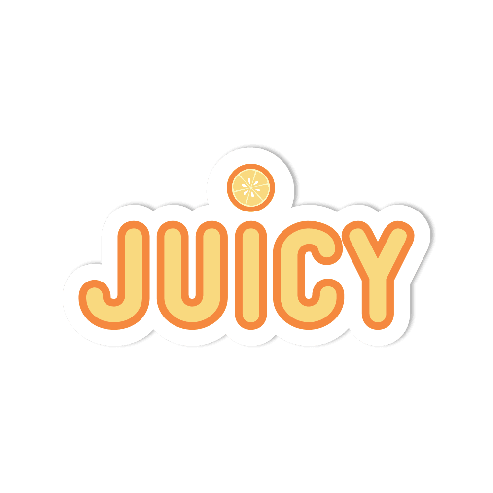 Waterproof Vinyl Sticker - "JUICY" Fruit Orange - StickerShuttle