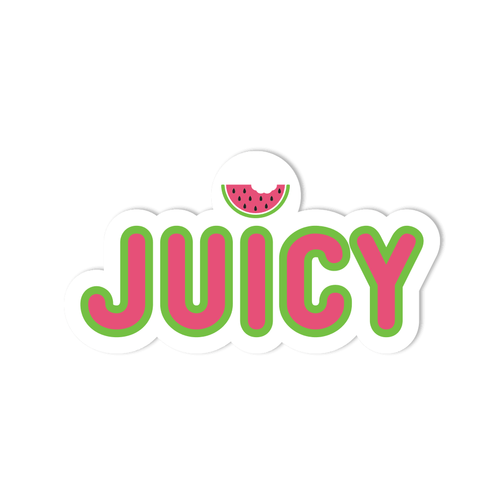 Waterproof Vinyl Sticker - "JUICY" Fruit Watermelon - StickerShuttle