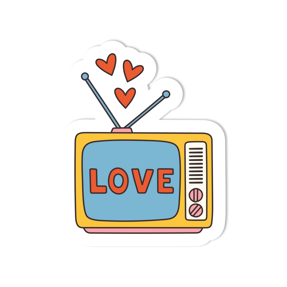 Love TV Valentines Day Sticker - Sticker Shuttle