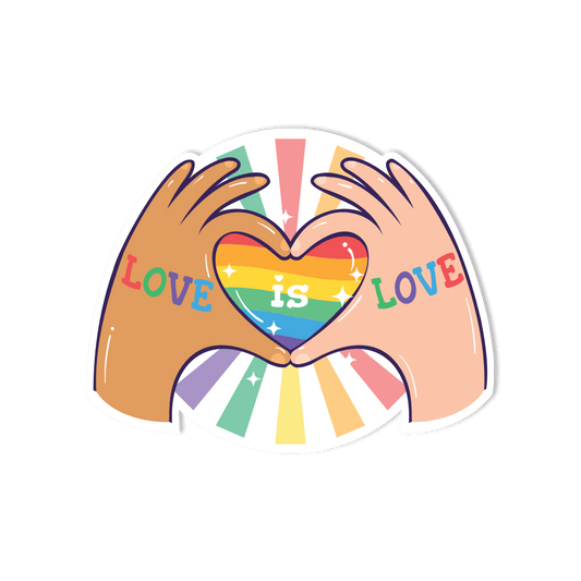 "LOVE is LOVE" LGBTQ+ - Waterproof Vinyl Sticker - StickerShuttle