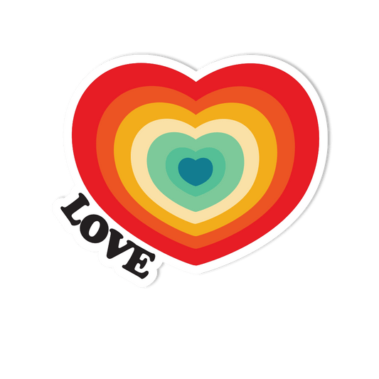 Rainbow Heart "Love" Waterproof Vinyl Sticker for Laptops, Water Bottles and More - StickerShuttle