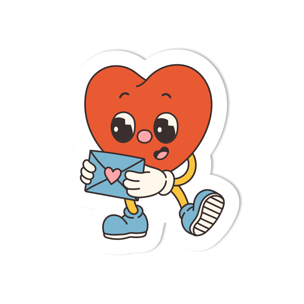 Male Heart Holding Envelope Valentines Day Sticker Sticker Shuttle