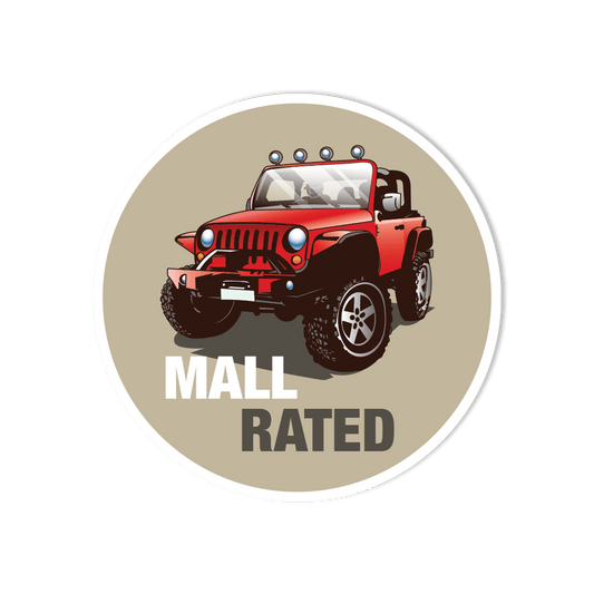 Waterproof Vinyl Sticker - Jeep Wrangler 4x4 "Mall Rated" - StickerShuttle