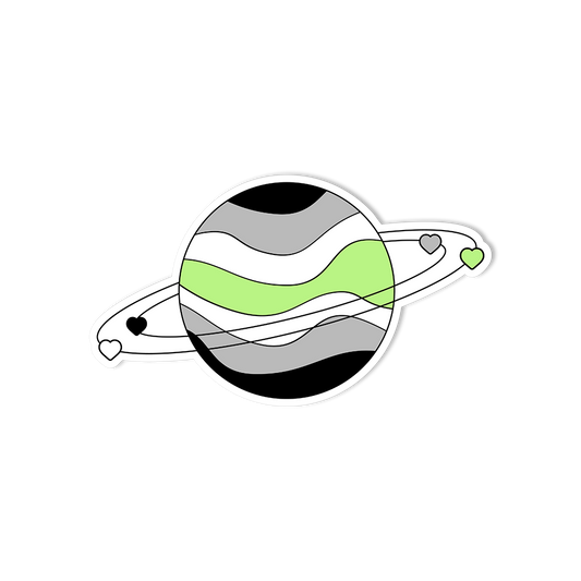Planet With Halo Green Sticker