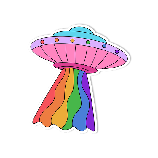 Rainbow UFO Sticker