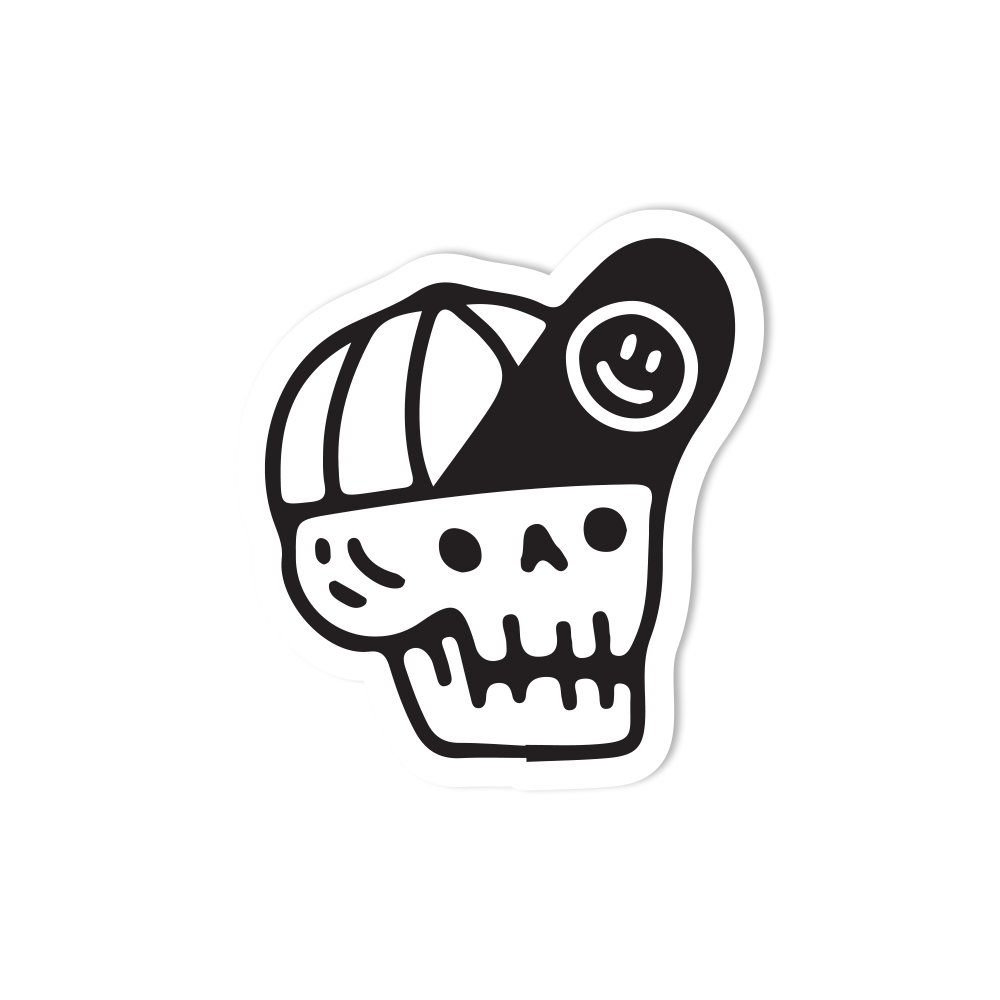 Skeleton Head (Skull) Wearing Hat Sticker