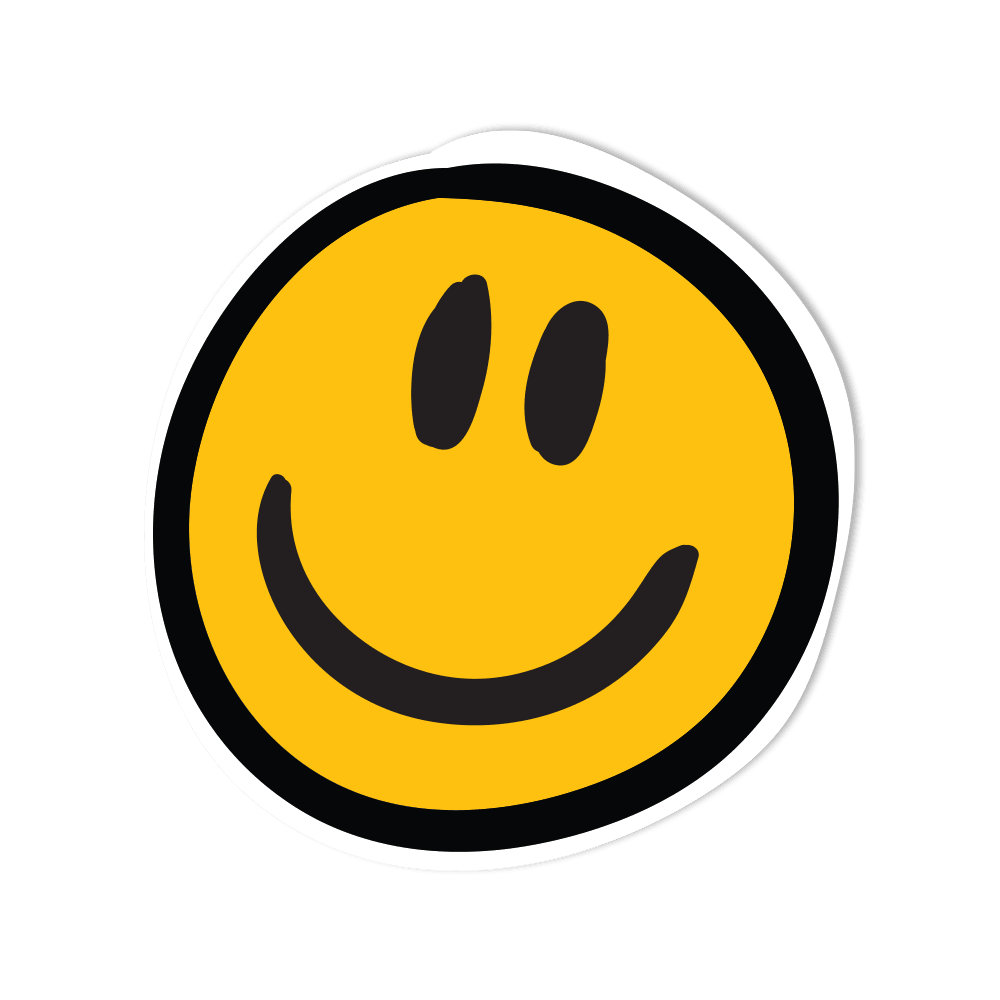 Yellow Smiley Face Waterproof Vinyl Sticker - StickerShuttle
